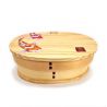 Japanese oval wooden Bento lunch box with 4 fish pattern dividers, NISHIKI