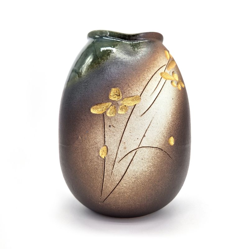 Vaso in ceramica giapponese con fiori dorati - KOGANE NO HANA