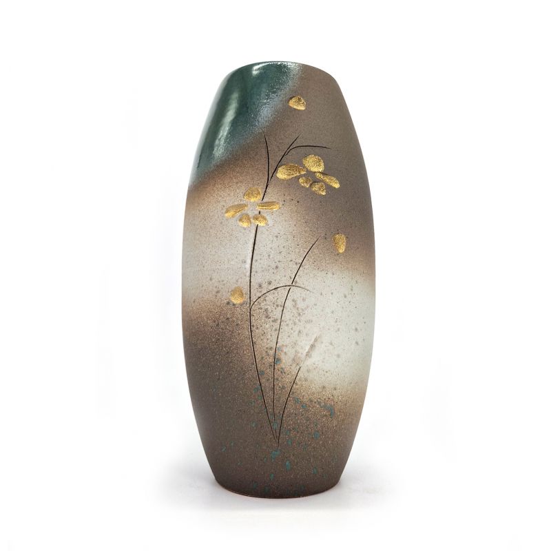 Grand vase japonais en céramique, motif Fleurs - FURAWAZU