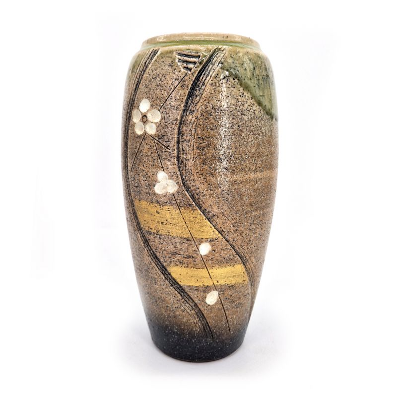Gran jarrón japonés de cerámica marrón dorado - CHAIRO GORUDEN