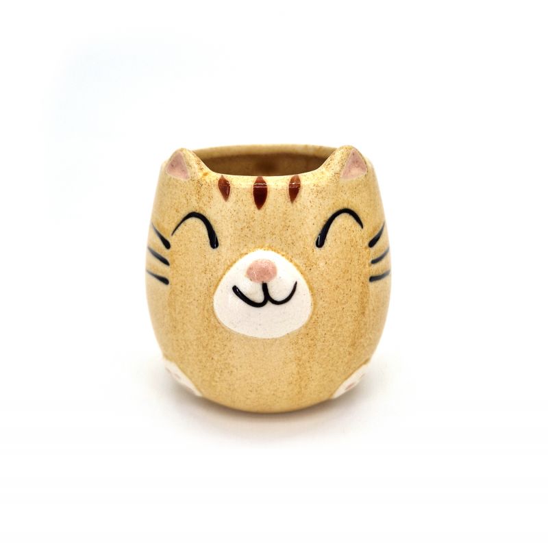 Taza japonesa de cerámica amarilla - KIIROI NEKO - gato