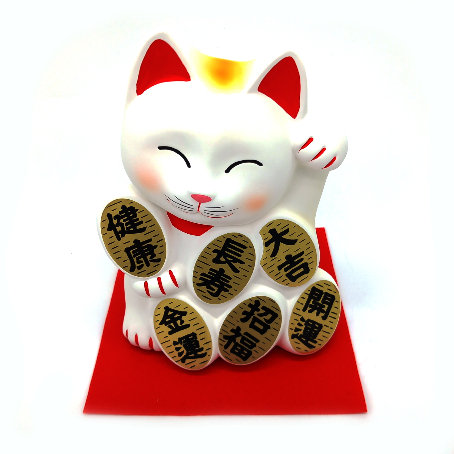 Chat blanc géant patte droite levée manekineko tirelire japonaise