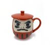 Taza de té tradicional japonesa con tapa, daruma rojo, AKAI DARUMA