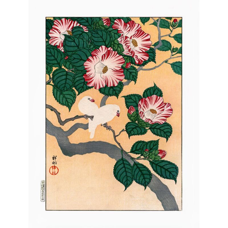 Japanese print, Camellia and birds, OHARA KOSON