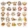 Lot von 50 japanischen Aufklebern, Kawaii Monkey Sticker - SARU