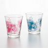 Duo di bicchieri giapponesi sakura blu e rosa HANAKOTOBA