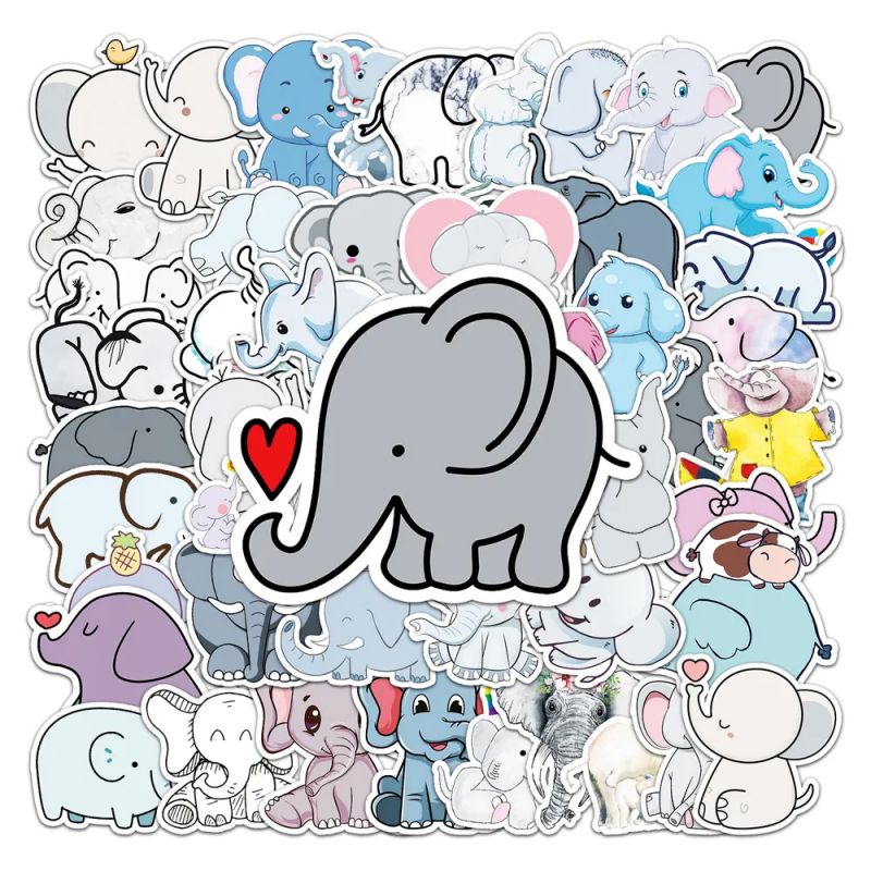 Lot von 50 japanischen Aufklebern, Kawaii Elephant Stickers-ZO