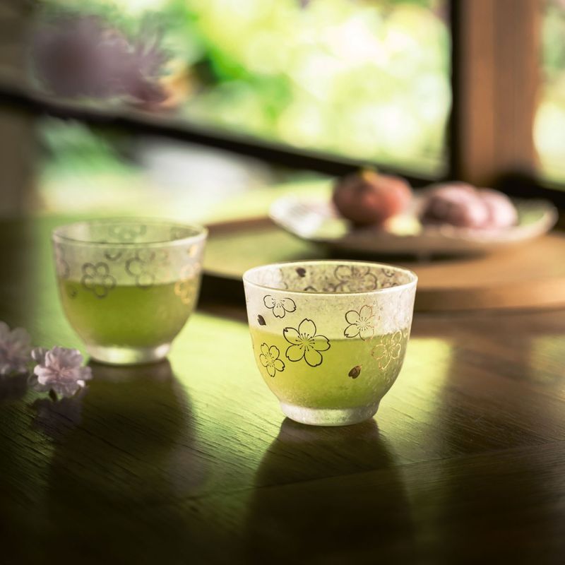 Set di 4 bicchieri da sake giapponese, SAKURA