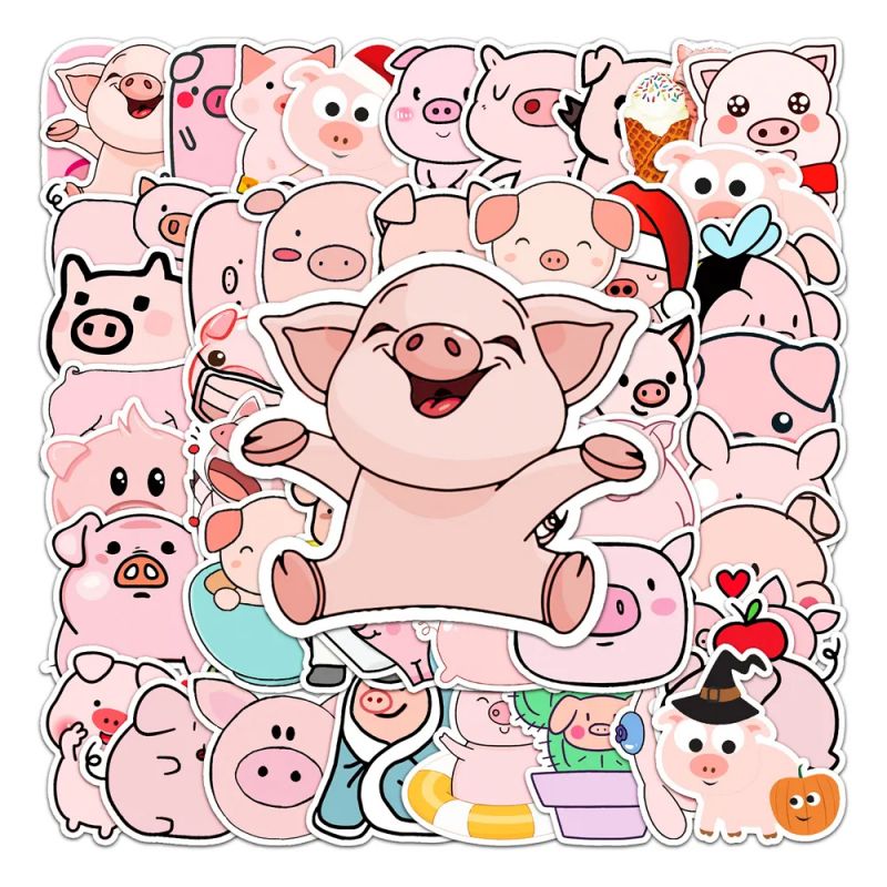 Set de 50 pegatinas japonesas, Kawaii Pig Stickers-BUTA