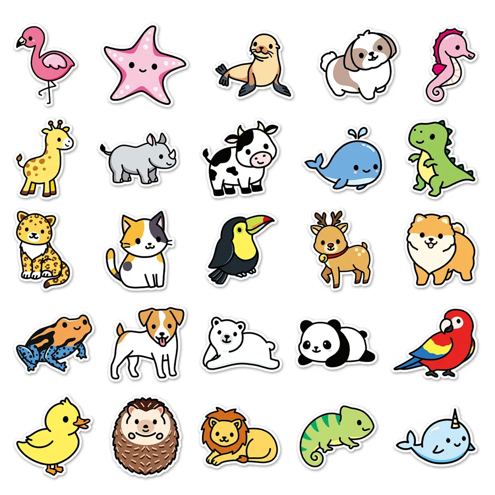 Set of 50 Japanese stickers, Kawaii Animal Stickers 1 DOBUTSU 1