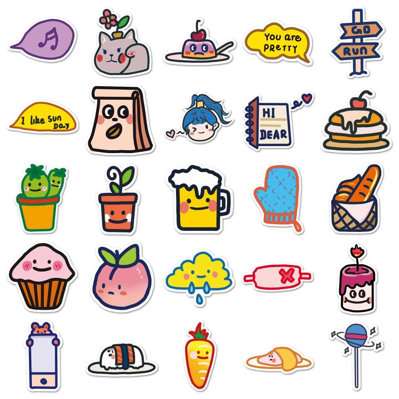 Lot of 50 Japanese stickers, Kawaii Daily Stickers-MAINICHI