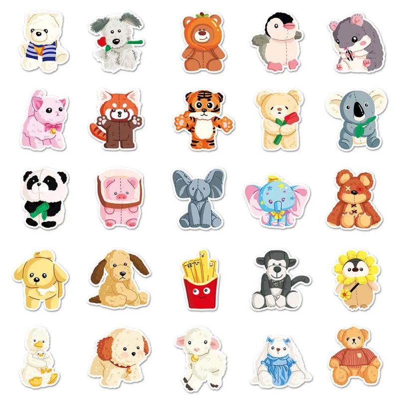 Lot von 50 japanischen Aufklebern, Kawaii Plüschaufkleber-NUIGURUMI