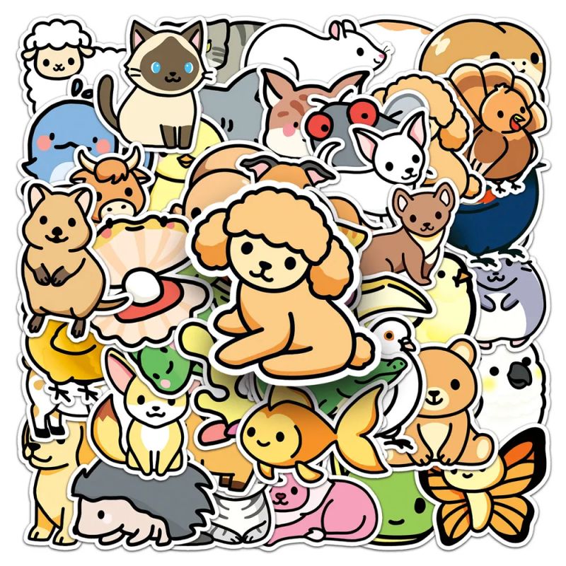 Lote de 50 stickers japoneses, Kawaii Animal Stickers 2-DOBUTSU 2