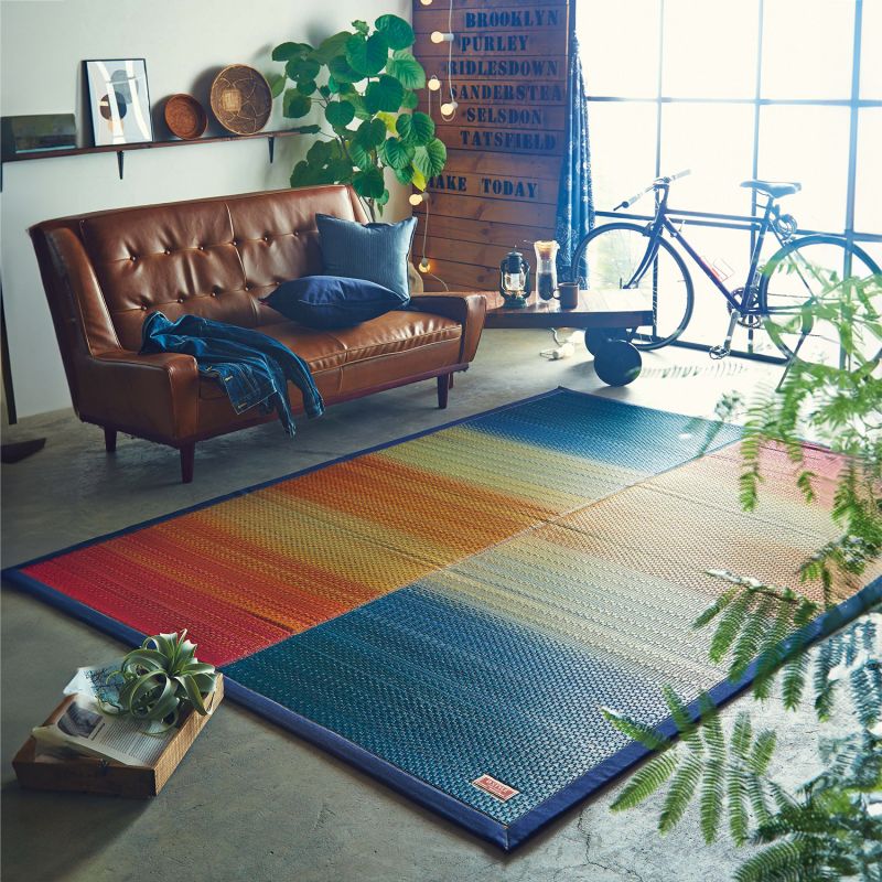 Traditional Japanese rug, rice straw mat, JOY BLUE