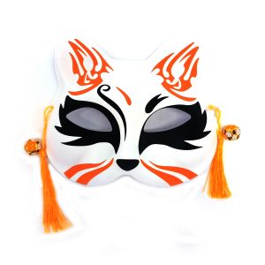 Japanese red and white cat mask