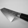 Japanese Santoku Bunka hammered kitchen knife - with saya and bamboo box - blade 17 cm