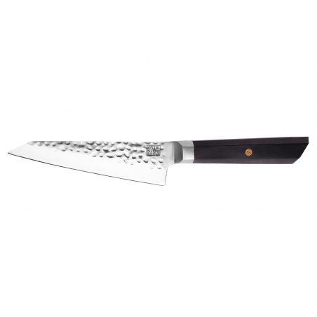 Couteau de cuisine japonais martelé Petty (couteau universel) Bunka - avec saya magnétique et boîte cadeau - lame 13.5 cm