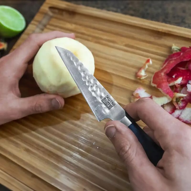 Couteau de cuisine japonais d'office BUNKA martelé-avec saya magnétique et boîte cadeau - lame 9 cm
