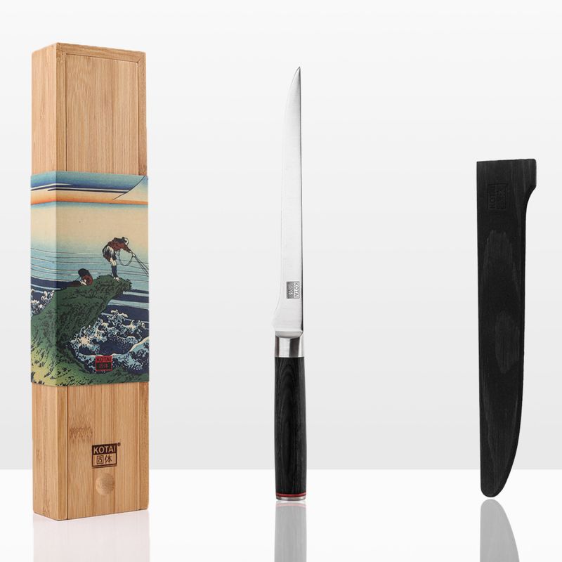 KOTAI Japanese fish knife with saya and bamboo box - blade 20 cm