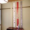Fino tapiz japonés en cáñamo, pintado a mano, KURISUMASU