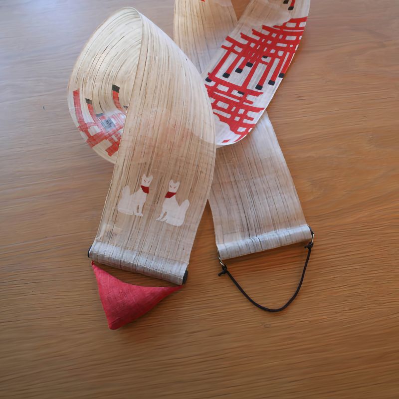 Fino tapiz japonés en cáñamo, pintado a mano, SENBON TORII​​​​​​​