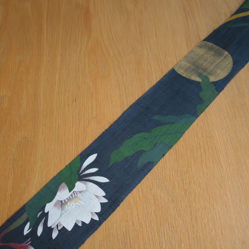 Fino tapiz japonés en cáñamo, pintado a mano, GEKKA BIJIN, Belleza de la luna