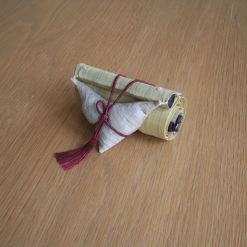 Feiner japanischer Wandteppich aus Hanf, handbemalt, FUJIN RAIJIN