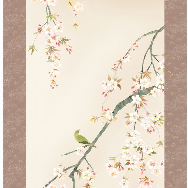 Japanischer Kakemono Kakejiku Zweig der Sakura - PURAGUIN