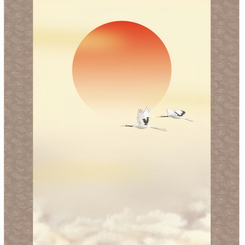 Japanisches Kakemono Kakejiku, Sonnenuntergang - NICHIBOTSU