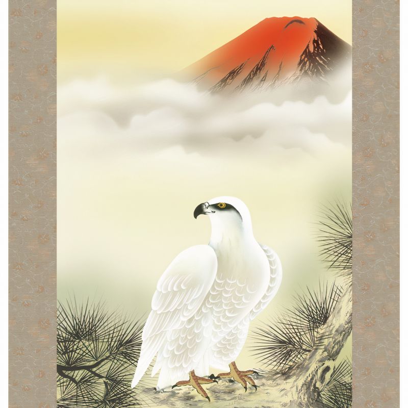 Japonés Kakemono Kakejiku, Eagle - WASHI