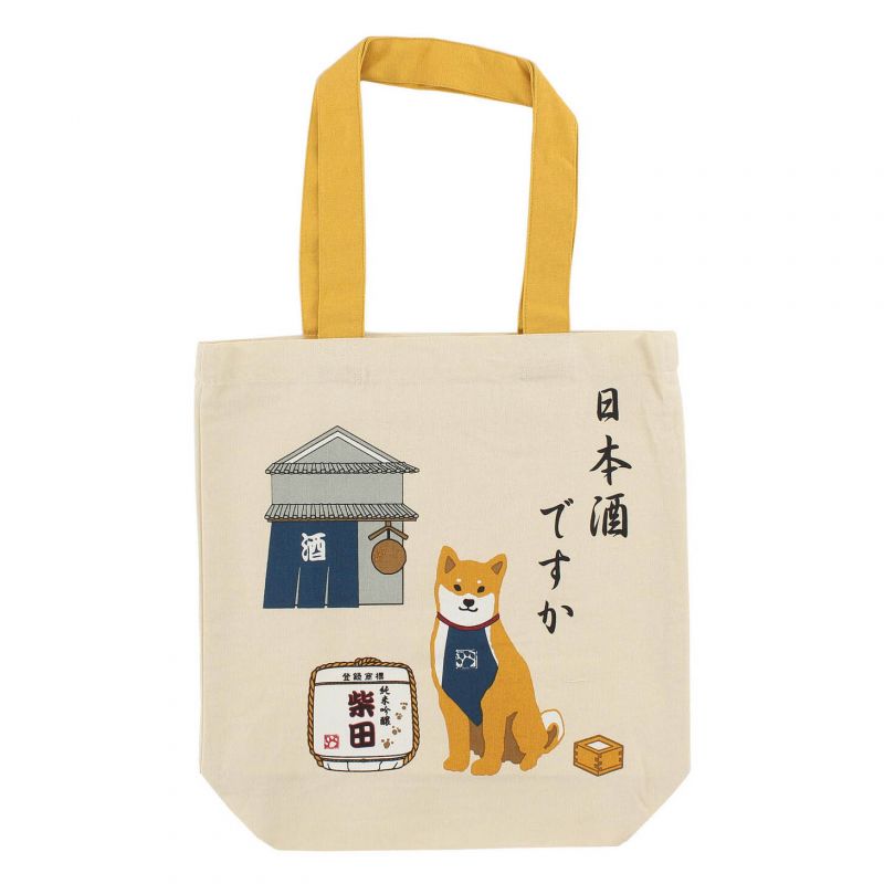 Borsa tote in cotone 100% Cane Shiba a casa di Saké - SAKAYA