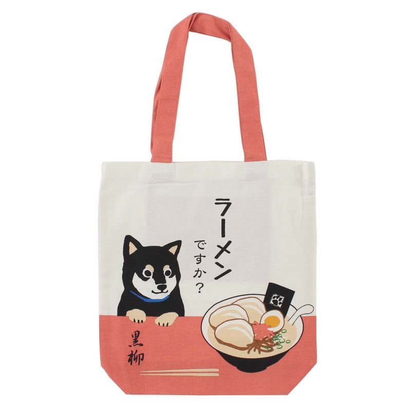 Borsa tote in cotone 100% Il cane Shiba e il suo ramen -RAMEN