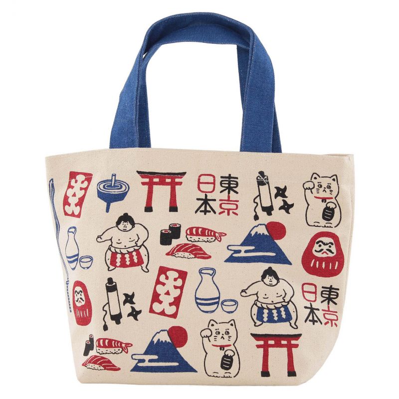 Bolso tote pequeño 100% algodón Daruma, Tori, Sushis, Cat... - DARUMA TORII SUSHIS NEKO...