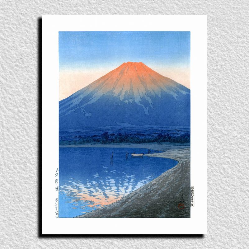 Reproducción impresa de Kawase Hasui, Daylight over Lake Yamanaka, Yamanakako no akatsuki