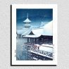 Reproducción impresa de Kawase Hasui, Spring Snow at Kiyomizu Temple en Kioto, Haru no yuki, Kyo no Kiyomizu
