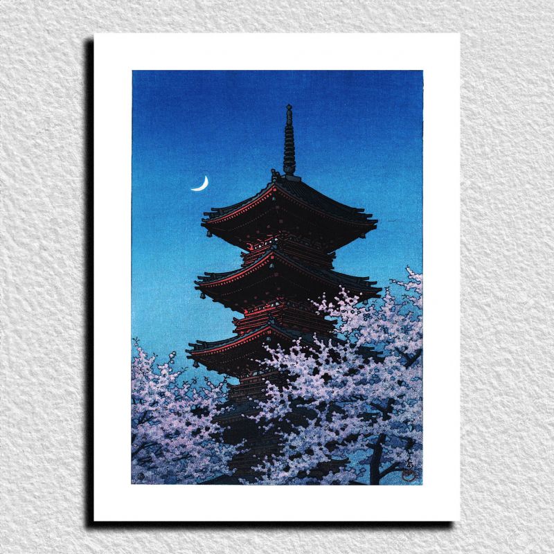 Reproducción de impresión de Kawase Hasui, tarde de primavera en el santuario Toshogu, Ueno, Haru no yu, Ueno Toshogu