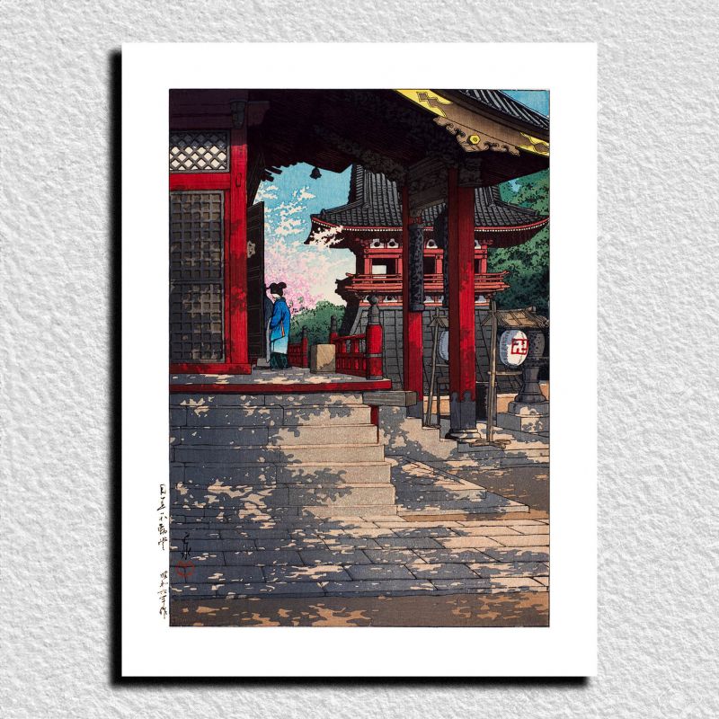 Reproduction d'estampe de Kawase Hasui, Le temple Fudoson de Meguro, Meguro Fudoson