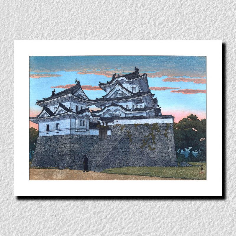Kawase Hasui Druckreproduktion, Schloss Hakuo in Ueno von Iga, Iga Ueno Hakuo jo