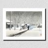 Print reproduction by Kawase Hasui, Snow in Tsukishima, Tsukishima no yuki