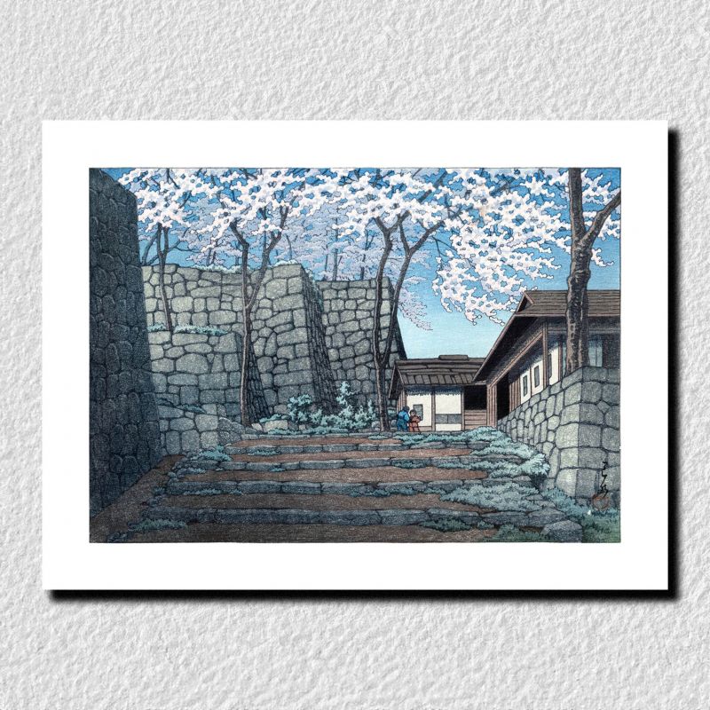 print reproduction of Kawase Hasui, Cherry blossoms at Shirakawa Castle Ruins, Shirakawa joshi no Sakura