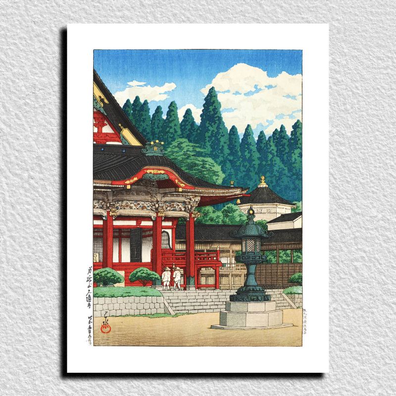 reproducción impresa de Kawase Hasui, Templo Kuon en el monte Minobu, Minobusan Kuonji