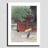 reproduccion impresa de Kawase Hasui, Lluvia de principios de verano en Sanno Shrine
