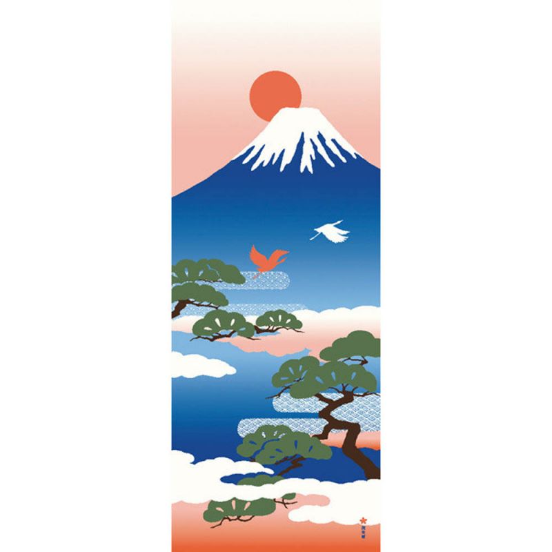 Cotton towel, TENUGUI, Mount Fuji and pine, MATSU
