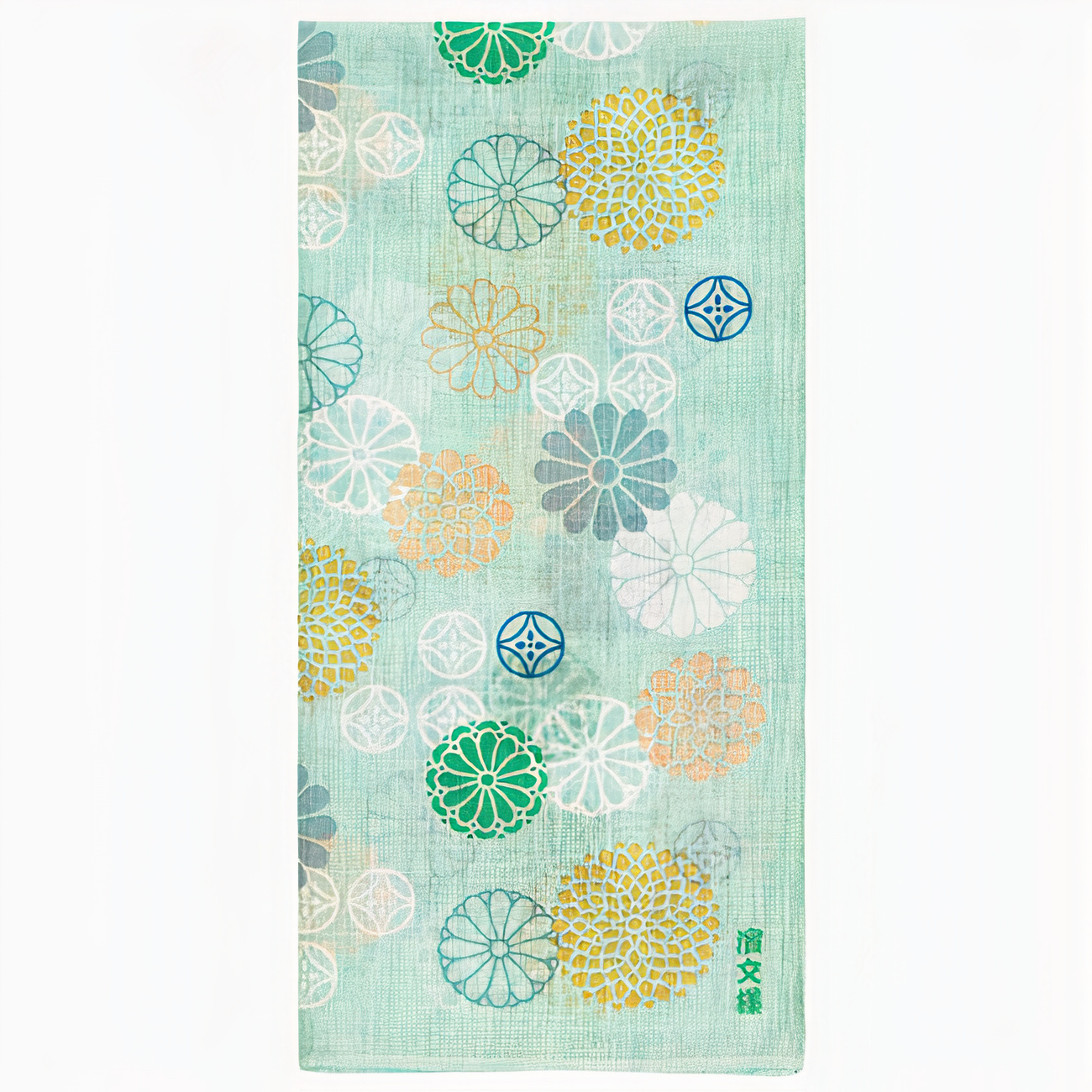 Japanese Cotton Handkerchief With Chrysanthemum Pattern, Kiku 1