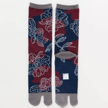 Chaussettes japonaises tabi , IRO SHAKUYAKU, Pivoines colorées