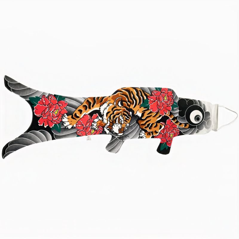 Manica a vento a forma di carpa Koi Tiger, KOINOBORI TATTOO TIGER