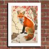 Japanese poster / illustration "KITSUNE" fox in snow, by ダヴィッド