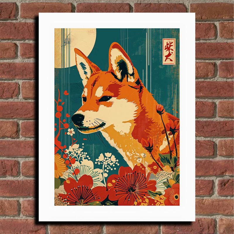 Japanische Illustration „SHIBA“, japanisches Shiba Inu, von ダヴィッド