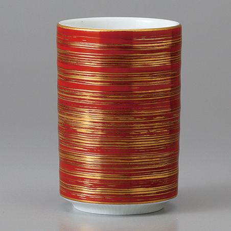 japanese red and golden tall teacup in ceramic 10.2cm MAKI