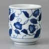 taza de té japonés, HANA-KARAKUSA, blanco y azul